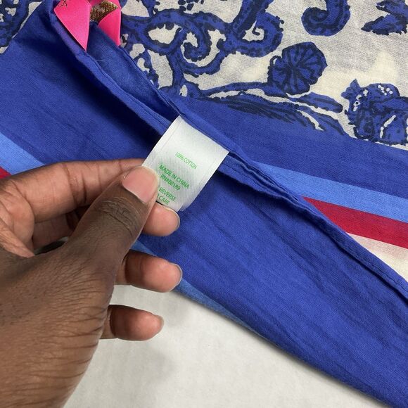 Lilly Pulitzer Womens Sarong Scarf Preppy Coastal Print OS Cover Up Wrap FLAW - Picture 6 of 10